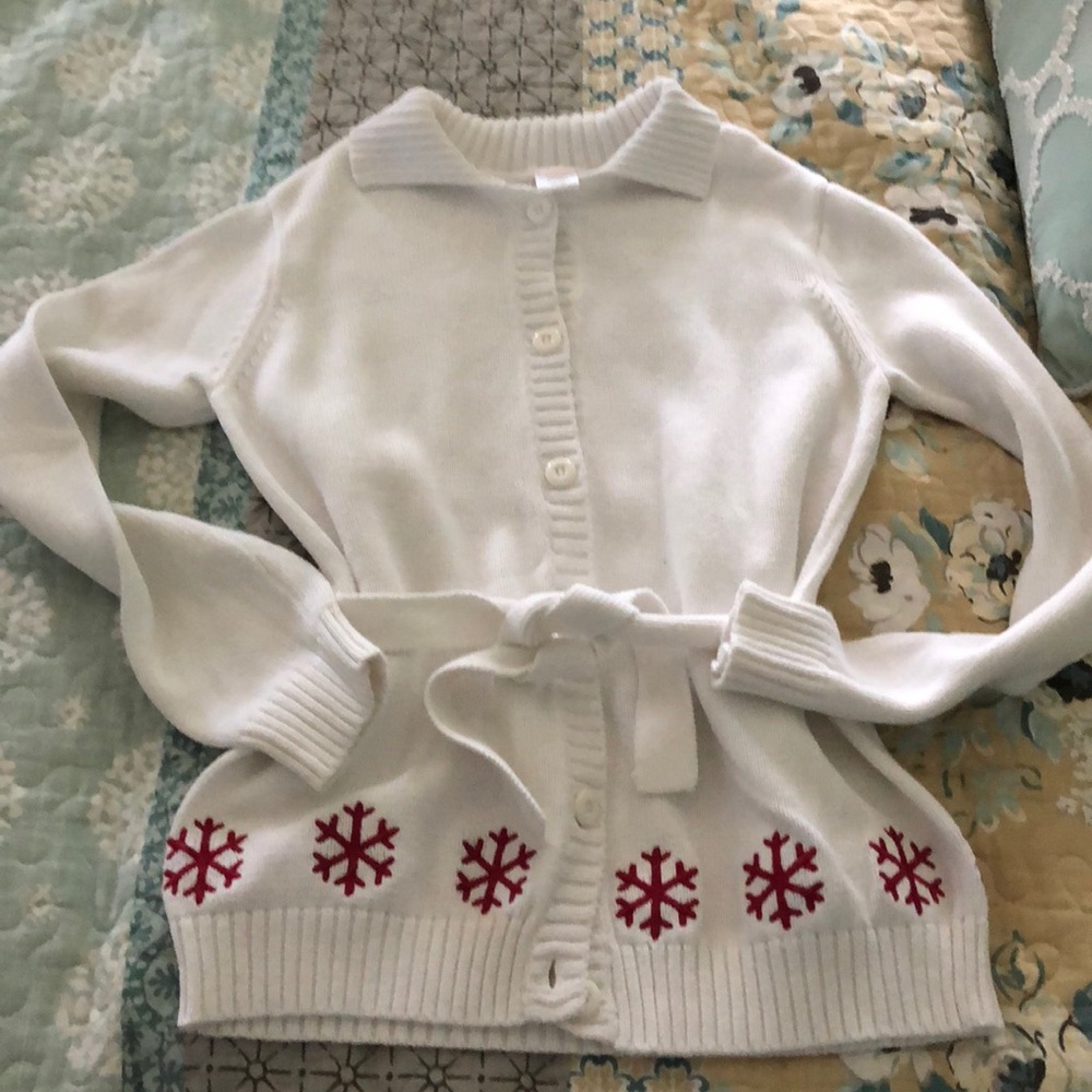 Gymboree White Snowflake Cardigan
